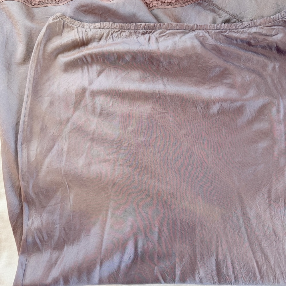 Vintage Y2K Dosa Silk Slip Skirt with Lace Trim - Picture 5 of 9